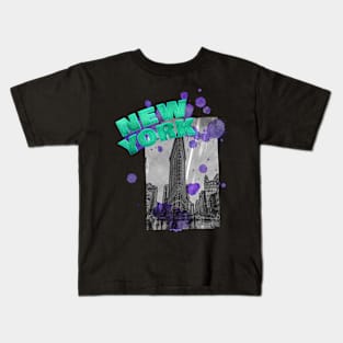 New York Drip - Teal/Purple Kids T-Shirt